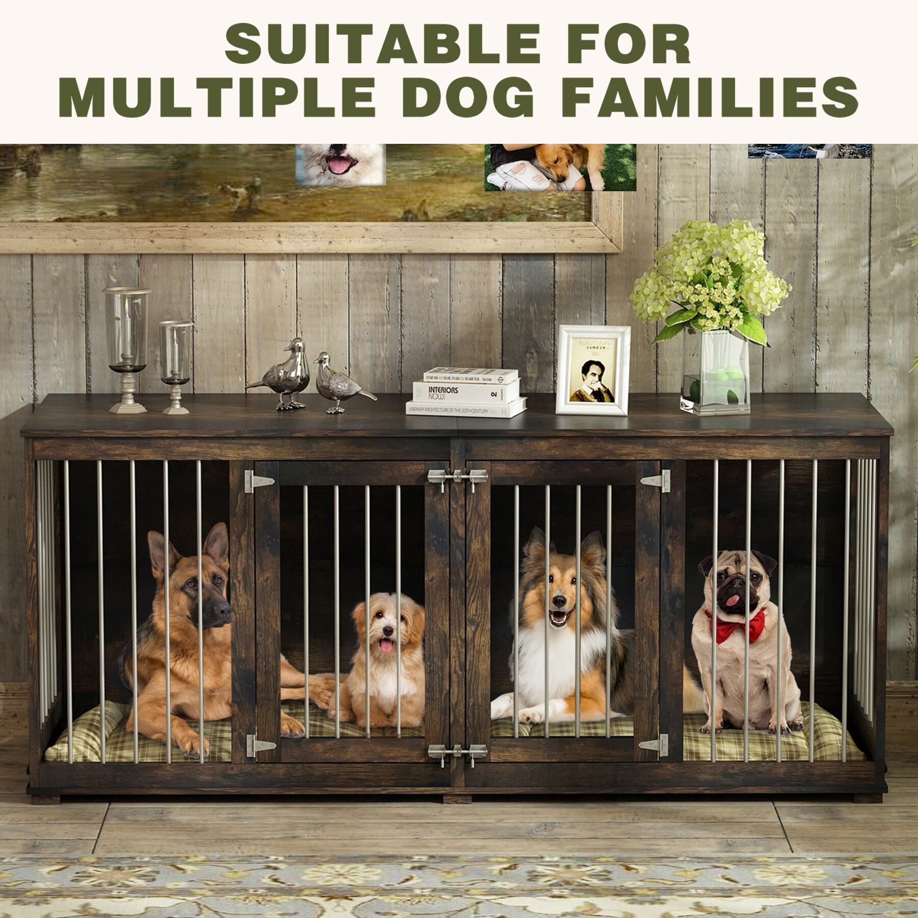 70 W Dog Crate Furniture Dog Kennel Furniture with Divider trays On Sale Bed Bath Beyond 39391436