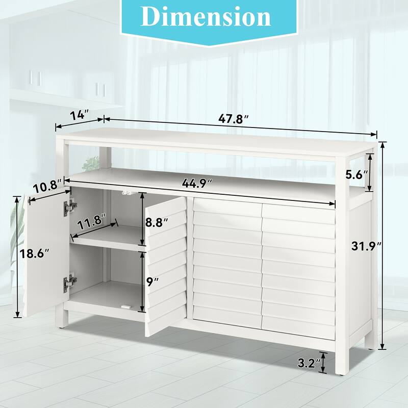 Modern Storage Cabinet, 4 Door Organizer with Adjustable Shelves