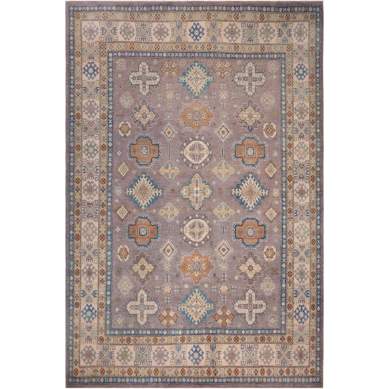 Rustic Kazak Adriel Gray/Natural Wool Rug - 8'3'' x 10'1''