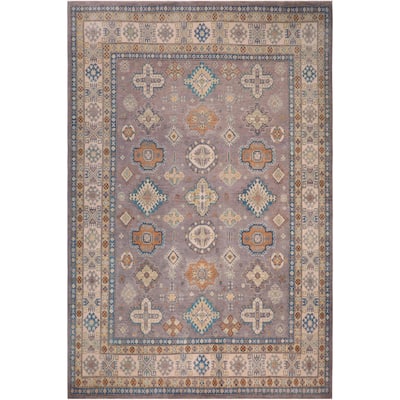 Rustic Kazak Adriel Gray/Natural Wool Rug - 8'3'' x 10'1''