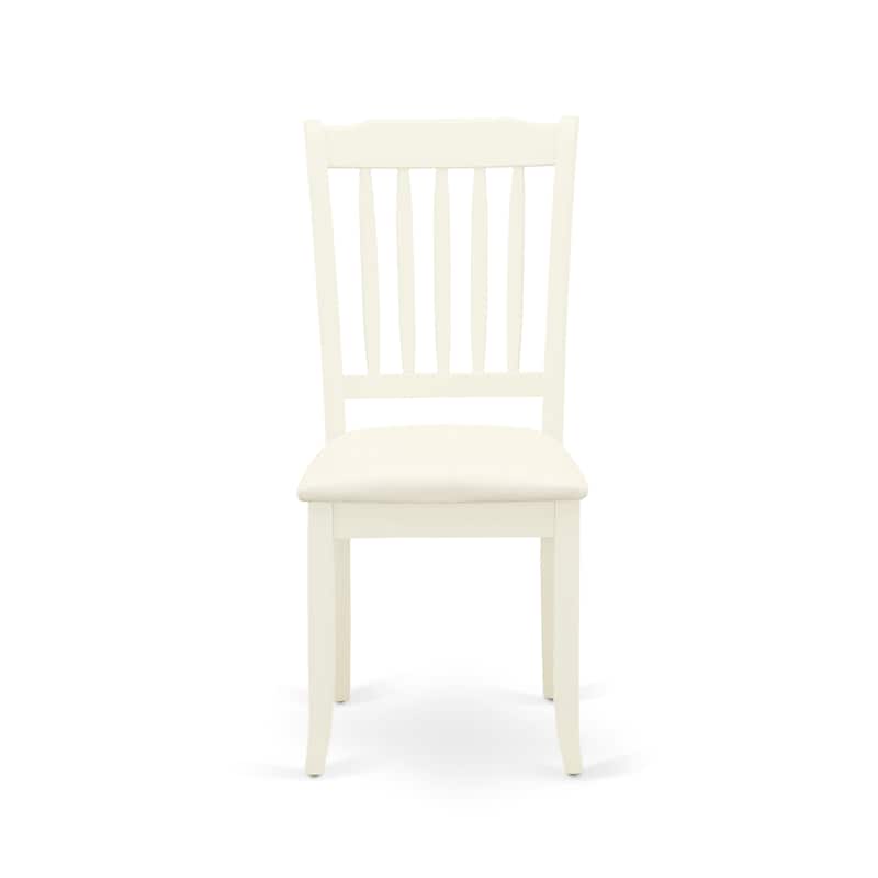 East West Furniture 3 Piece Modern Dining Table Set- a Round Table and 2 Dining Chairs, (Finish & Seat Options)