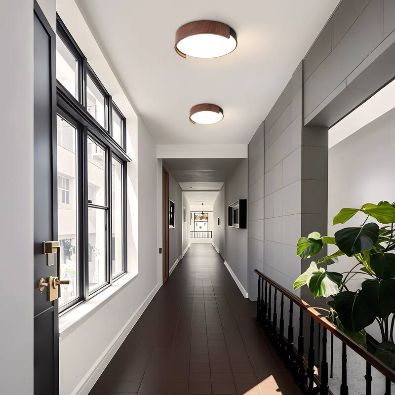 Starsky 5CCT LED Round Wooden Flush Mount - 11.81''