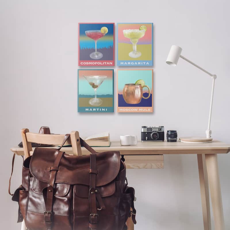 Stupell Cocktails over Muted Landscapes Canvas Wall Art Design By Matthew Piotrowicz (Set of 4)