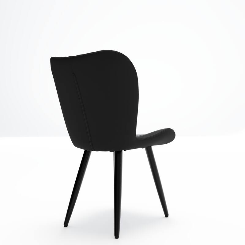 Set of 2 Modern PU Leather Dining Chairs with Thick Cushions & Metal Legs, Armless Faux Leather Side Chairs for Kitchen