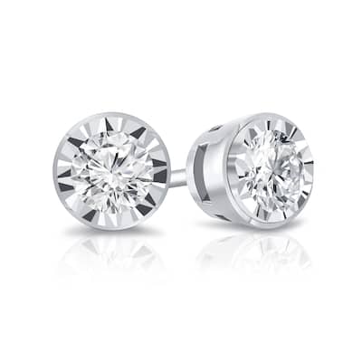 Auriya 14k Gold 1/5ctw Round Diamond Stud Earrings Bezel-set (G-H, VS1-VS2)