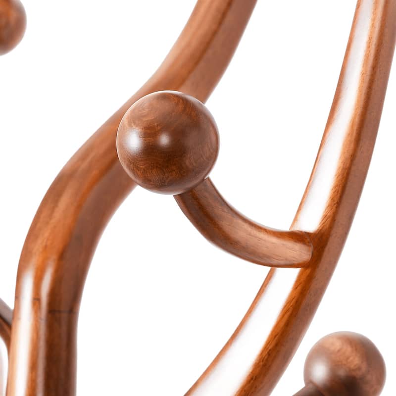 Tree-branch Rubberwood Freestanding Coat Rack with 8 Hooks - 24.5"W x 70.87"H