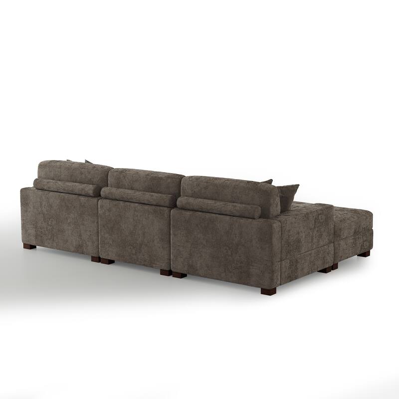 Modern Chenille Oversized Modular Sectional Sofa with 2 Ottoman