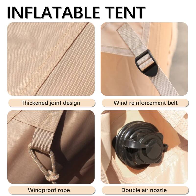 Inflatable Tent With Pump Easy Setup Oxford and Fabric Khaki