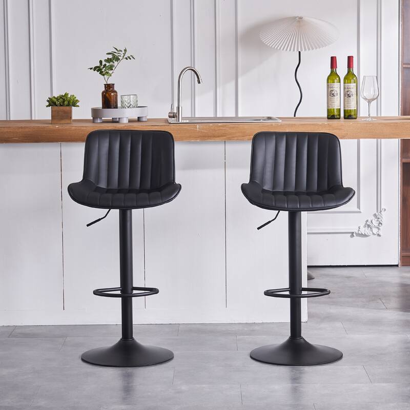Bar Stools Set of 2, Counter Height Barstools with Back, Leather Bar Chair for Kitchen island