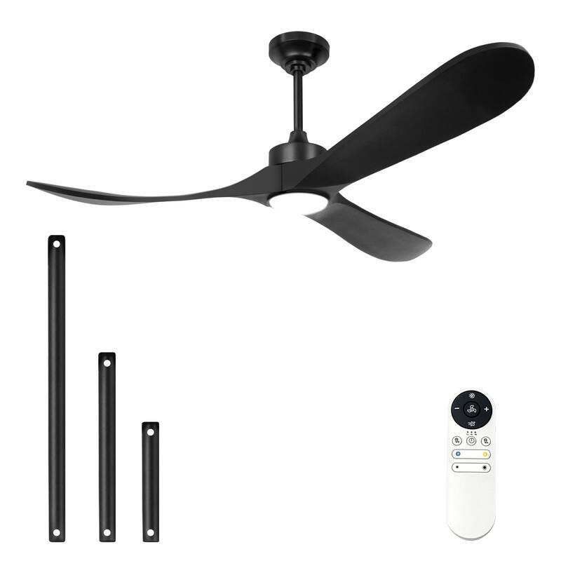 Indoor/Outdoor Ceiling Fan with Remote Control, 3-Blades Solid Wood Ceiling Fan for Bedroom Living Room