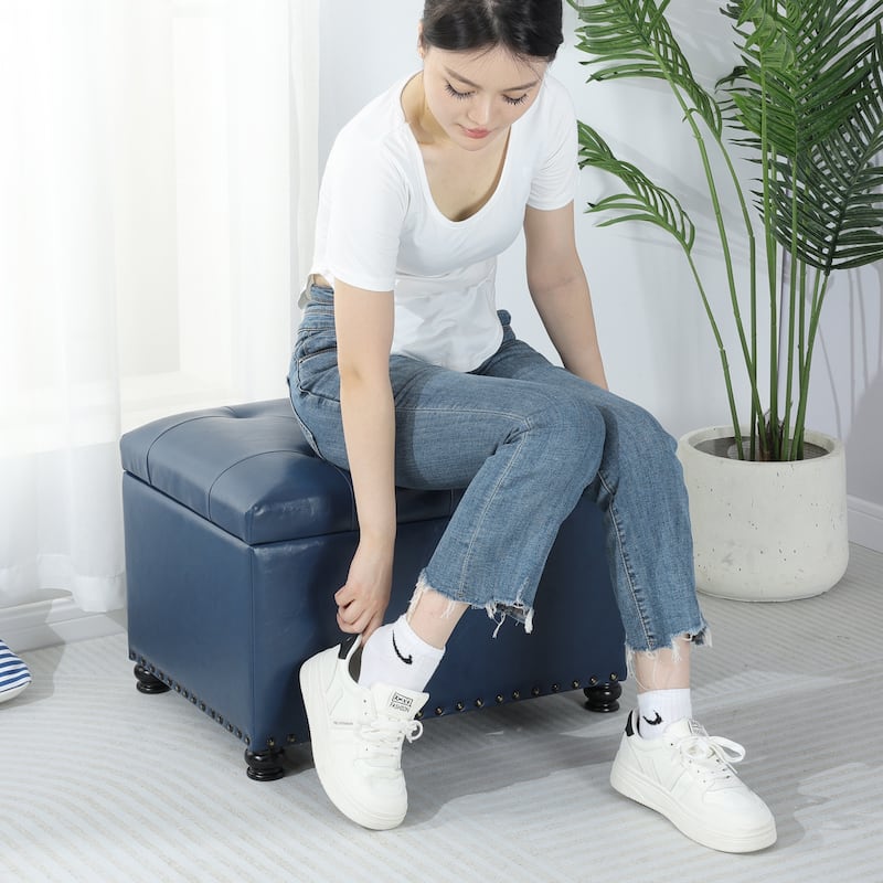 Adeco High End Classy Tufted Storage Ottoman Bench Footstool