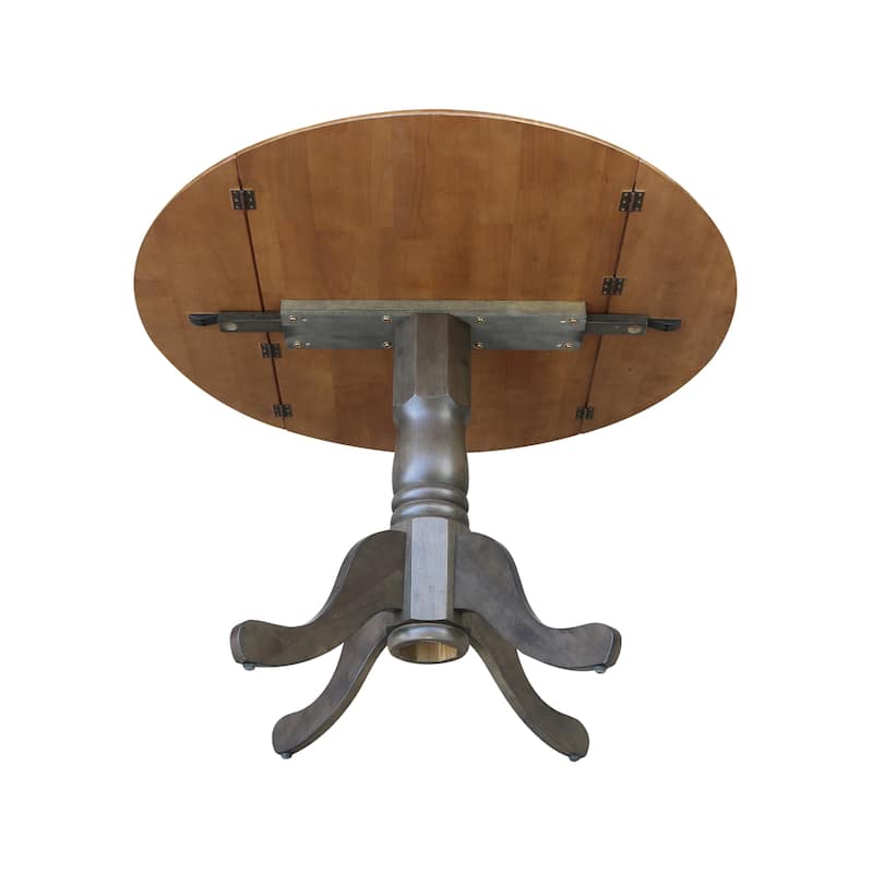 Round Pedestal Base Solid Wood 42-inch Drop-leaf Dining Table
