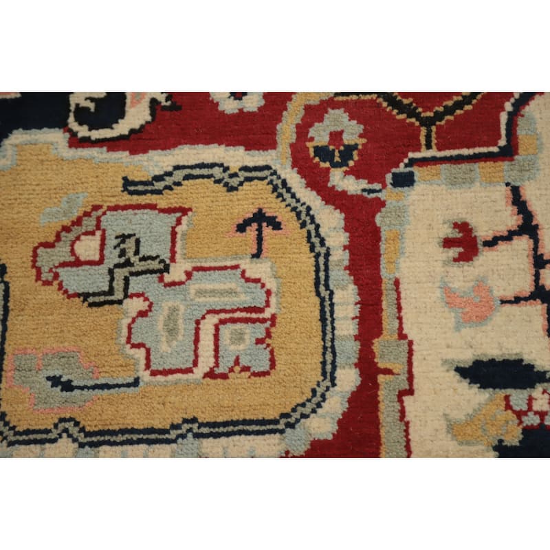 Hand Knotted Oriental 100% Wool Carpet Traditional Medallion Beige & Ivories Heriz (serapi) Area Rug - 10' 1'' X 8' 2''