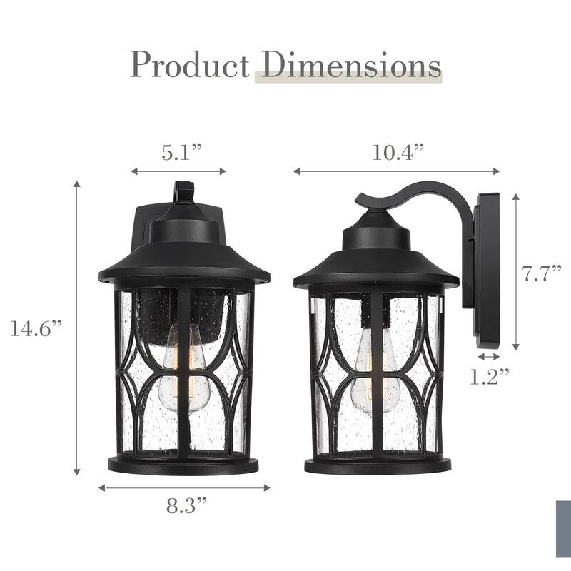14.6 Inch Outdoor Wall Mount Light with Seeded Glass