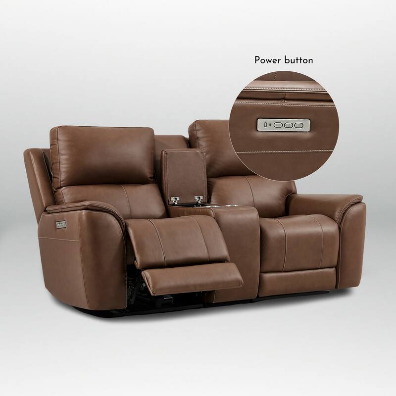 77''W Premium Genuine Leather Triple-Power Double Width loveseat with Zero Gravity, USB & Type-C Ports