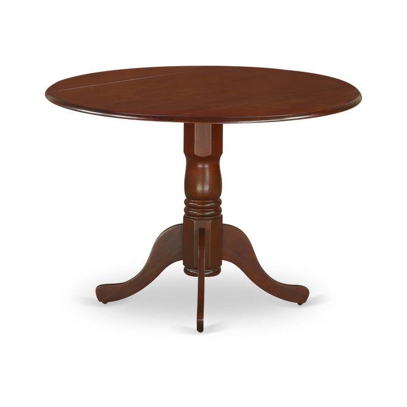 East West Furniture Kitchen Table Set- a Round Table and Brown Faux Faux Leather Dining Chairs, Mahogany (Pieces Options)