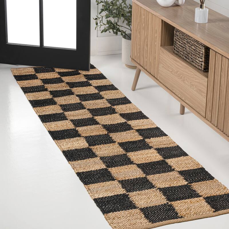 JONATHAN Y Theo Modern Farmhouse Woven Jute Checkerboard Area Rug