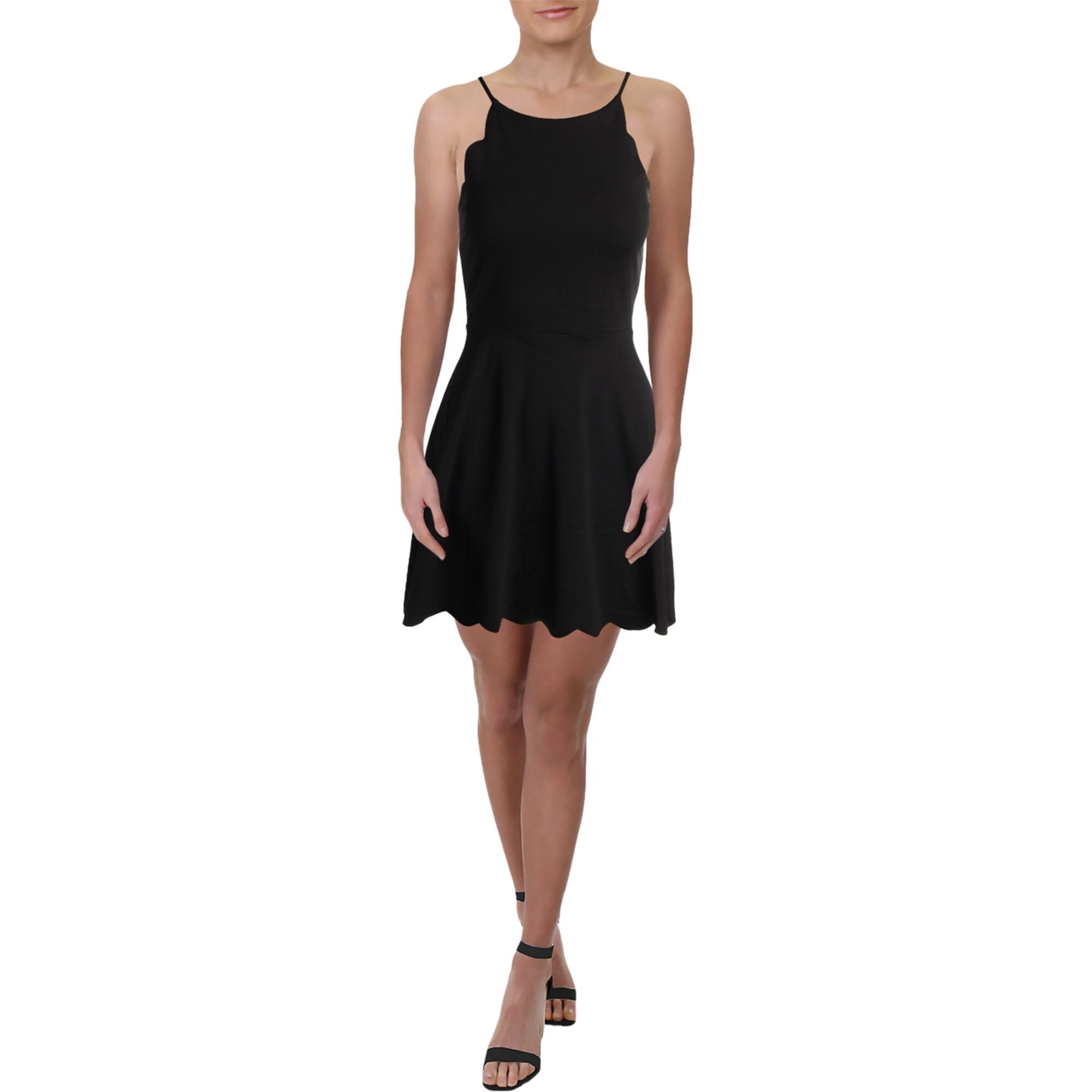 black straight neck dress