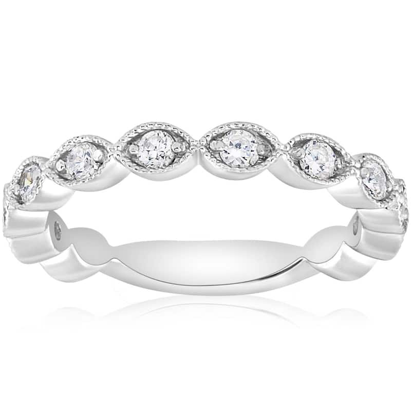 3/8ct Vintage Diamond Stackable Wedding Ring Womens Stackable Band Gold