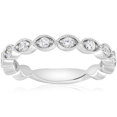 3/8ct Vintage Diamond Stackable Wedding Ring Womens Stackable Band Gold