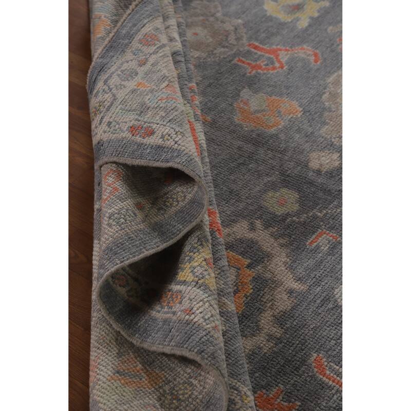 Hand Knotted Oriental 100% Wool Carpet Transitional All-Over Greys & Charcoal Oushak Area Rug - 10' 2'' X 7' 11''