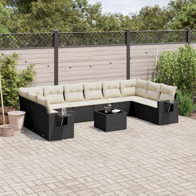 vidaXL Garden Sofa Set - Black and cream Without table