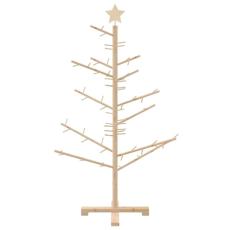 vidaXL Wooden Christmas Tree with Stand Natural/Brown Solid pine wood
