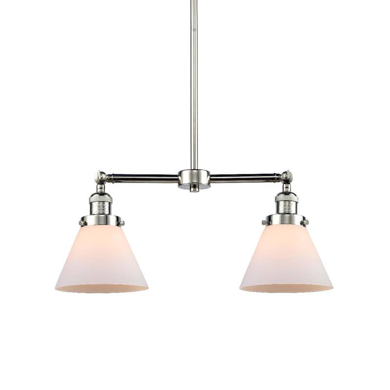 Innovations Lighting Large Cone 2 Light 21" Wide Linear Chandelier - Polished Nickel / Matte White Cased