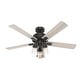 preview thumbnail 2 of 14, Hunter 52" Hartland Ceiling Fan with 3-Light LED Light and Pull Chains - Farmhouse, Transitional