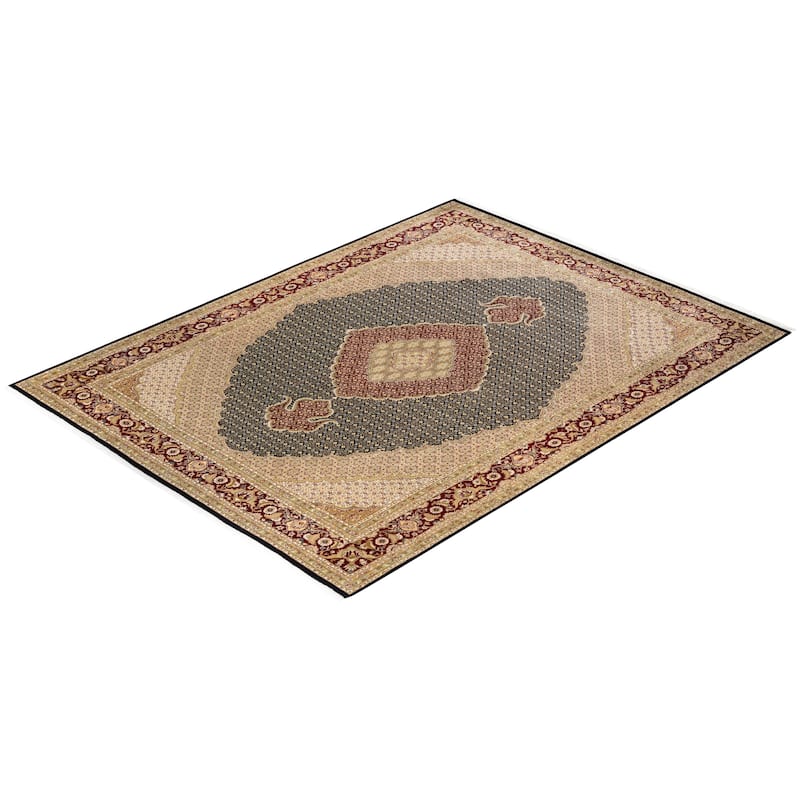 Overton Hand Knotted Wool Vintage Inspired Traditional Mogul Black Area Rug - 9 x 12
