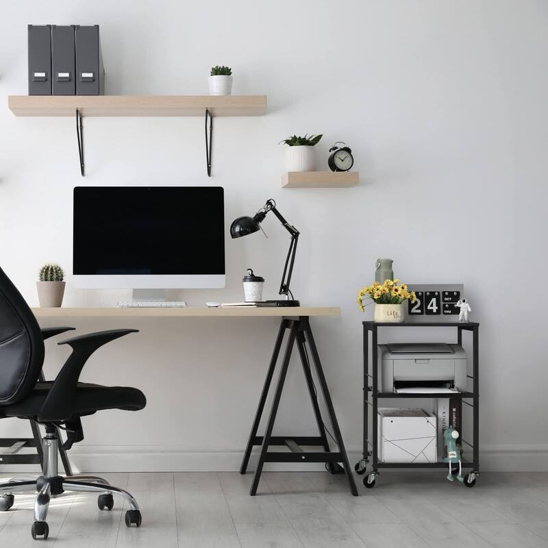 3 Tier Rolling Cart, Black Kitchen Carts on Wheels with Storage, Multifunctional Utility Cart for Kitchen Bathroom