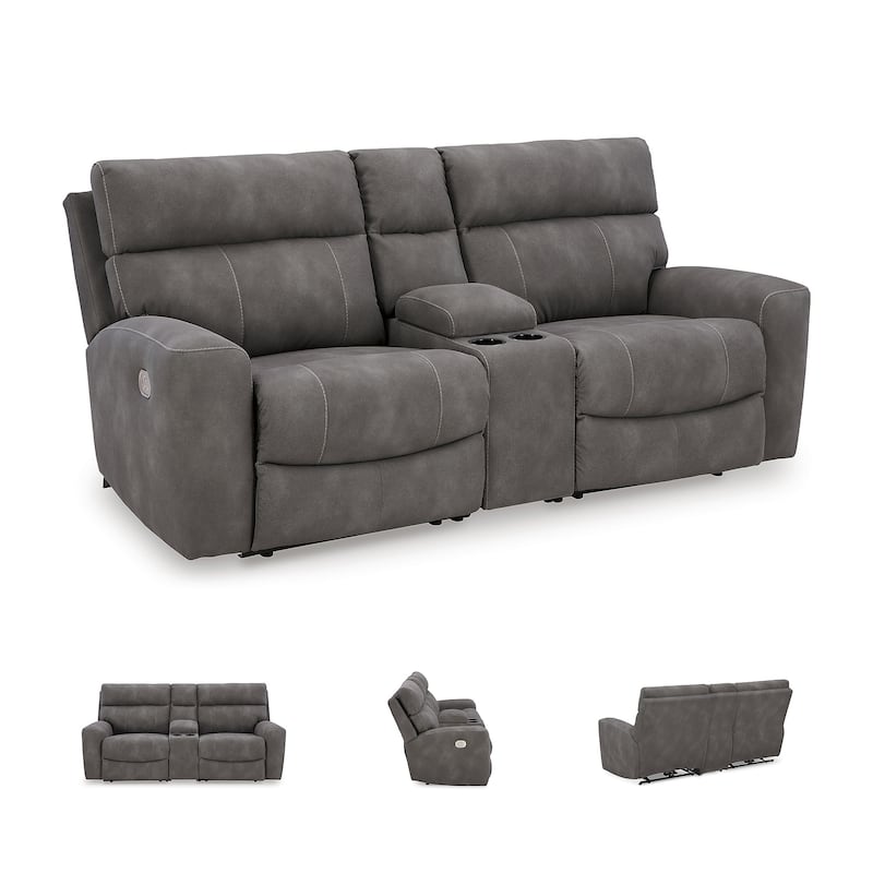Signature Design by Ashley Next-Gen DuraPella 3-Piece Power Reclining Sectional Loveseat with Console - 91"W x 42"D x 42"H