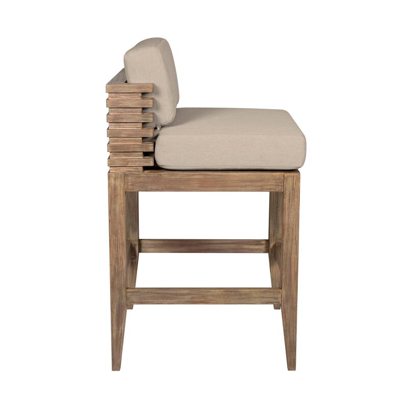 Hida 28 Inch Outdoor Patio Counter Stool Chair, Taupe, Olefin Cushions