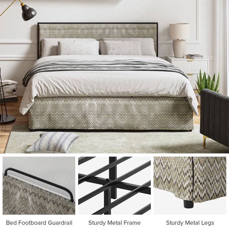 Oliver Modern Washable Slipcover Bed Upholstered Metal by HULALA HOME