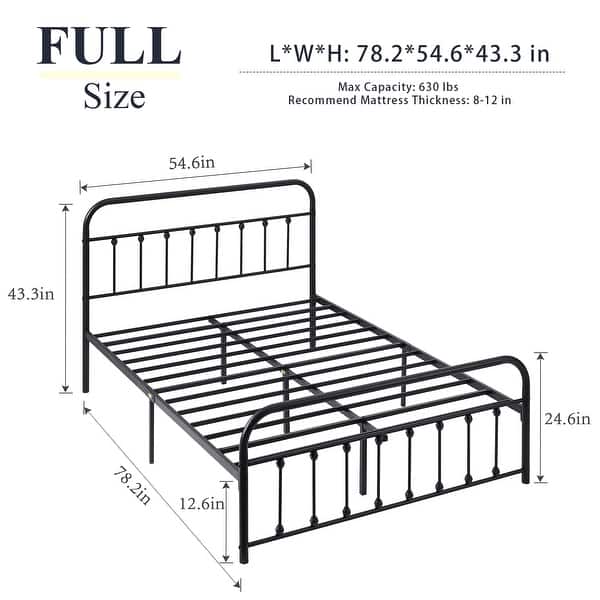 VECELO Metal Bed Frame with Headboard Classic Metal Platform Bed Frame