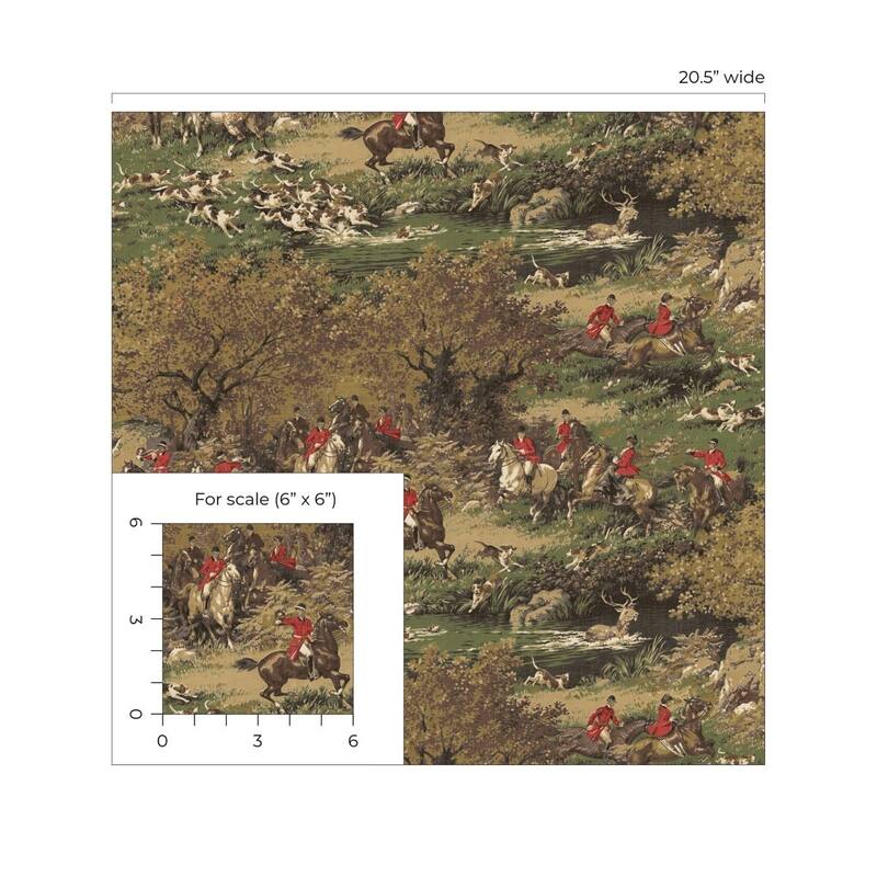 Harry & Grace Taunton Hunt Scene Premium Matte Non-Woven Peel and Stick Wallpaper