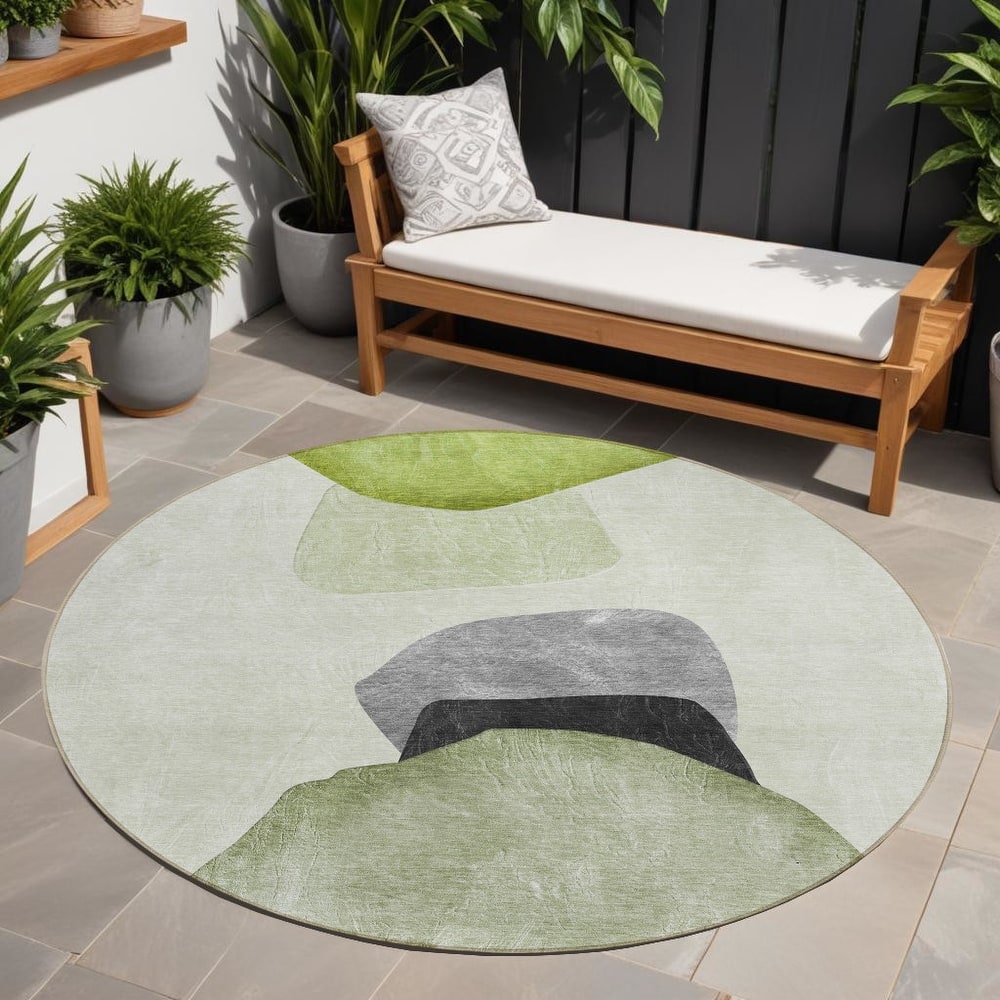 Allone Modern Art-Inspired Weather Resistant Blended Style Outdoor Rug