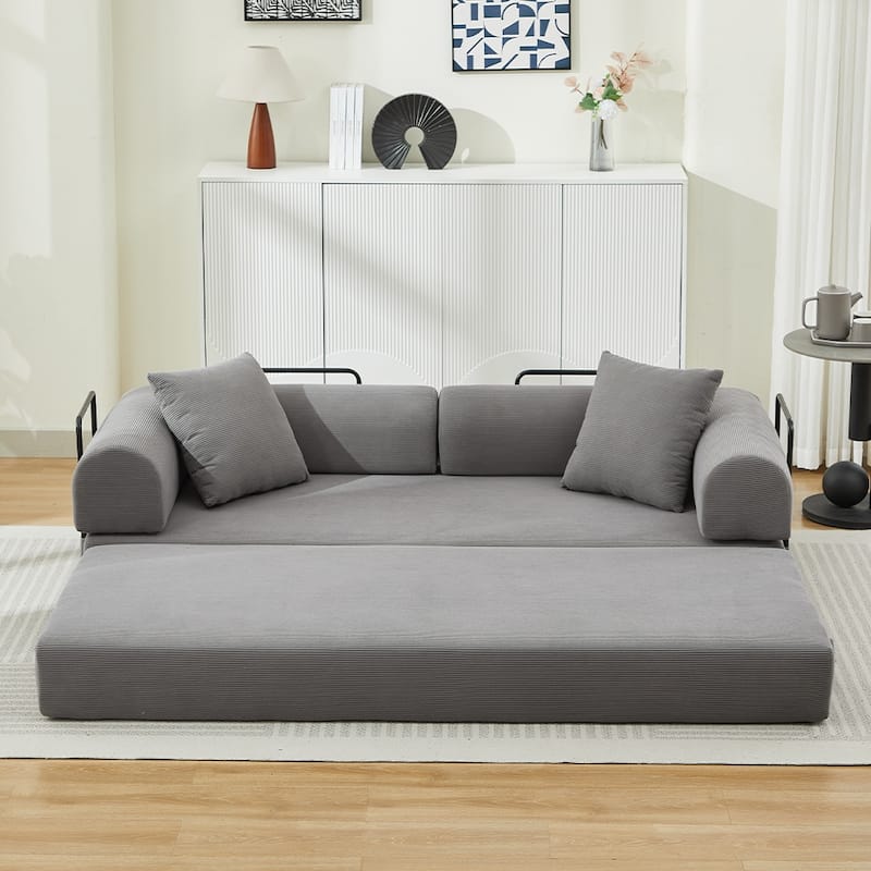 Folding Upholstered Sofa Bed, 78.5" Convertible Sleeper Sofa Bed with 2 Pillows, Fold Out Loveseat Couch, Futon Couch