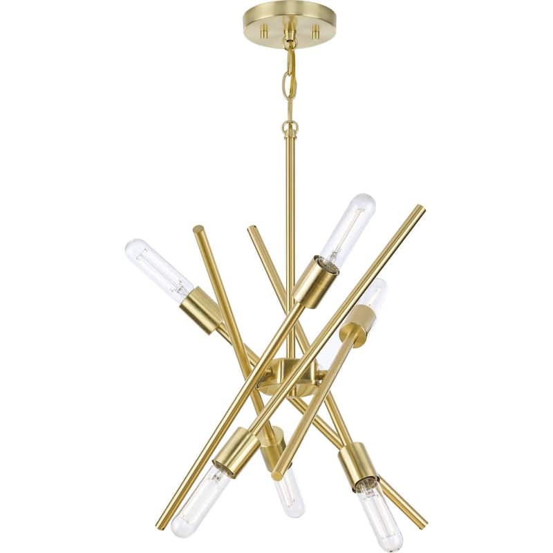 Astra Collection 6-Light 22 in. Satin Brass Modern Chandelier - Medium