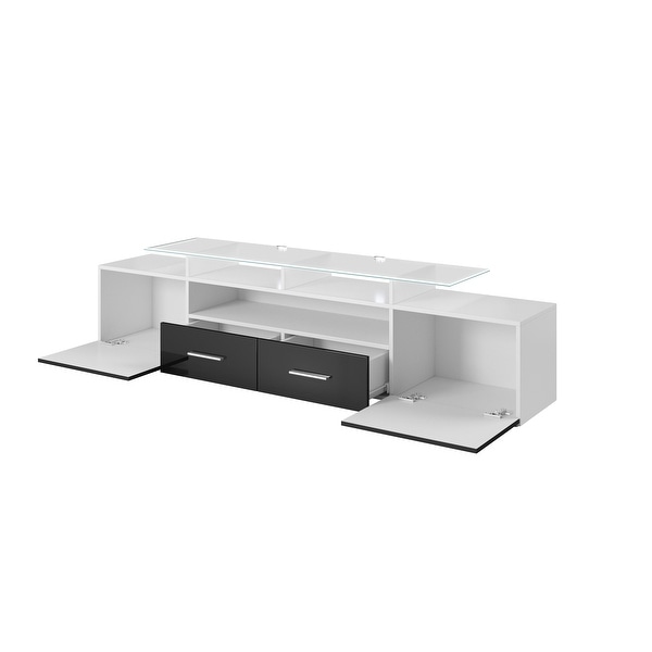 TV stand EVORA MINI 147 cm Unit Cabinet Lowboard hight gloss white black 