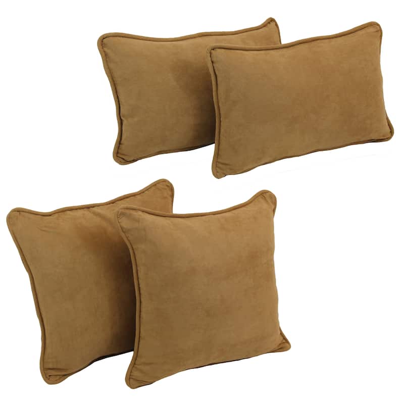 Blazing Needles Delaney Microsuede Throw Pillow Set (Set of 4) - Camel