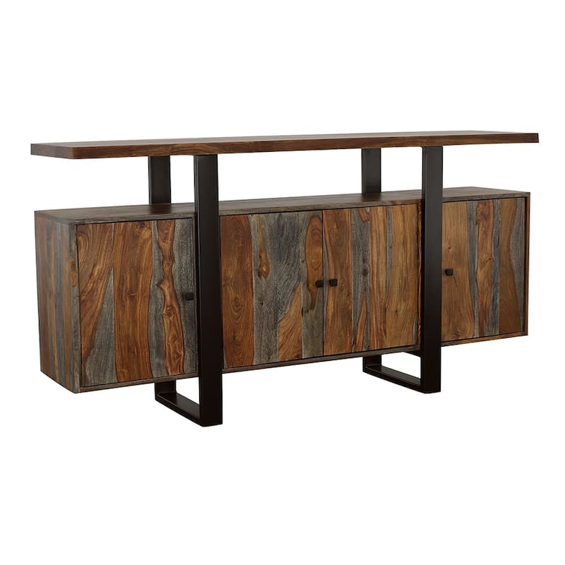 Ditman 4-Door Solid Wood Sideboard Buffet Grey Sheesham - Grey Sheesham