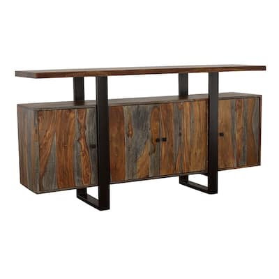 Ditman 4-Door Solid Wood Sideboard Buffet Grey Sheesham