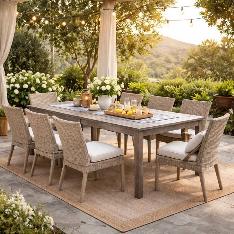 Neji 87 Inch Dining Table, Burnt Brown Eucalyptus Wood Frame, Plank Top