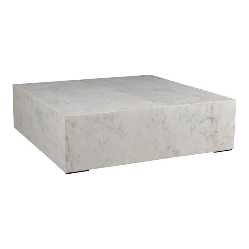 Aurelle Home Natalia Modern Solid Coffee Table - White Marble