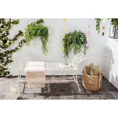 SAFAVIEH Outdoor Aniyah Victorian Iron Bench - 56Wx16Dx27H