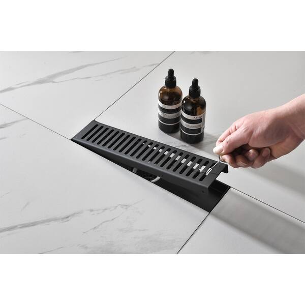 12 Inch Stainless Shower Drain with Hair Strainer and Leveling Feet