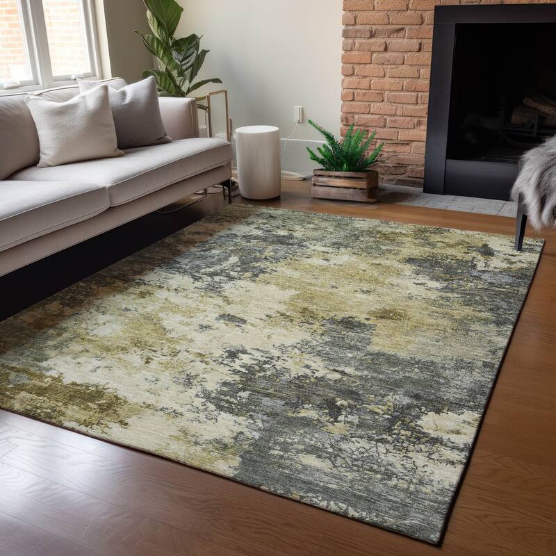 Machine Washable Indoor/ Outdoor Casual Contemporary Chantille Rug