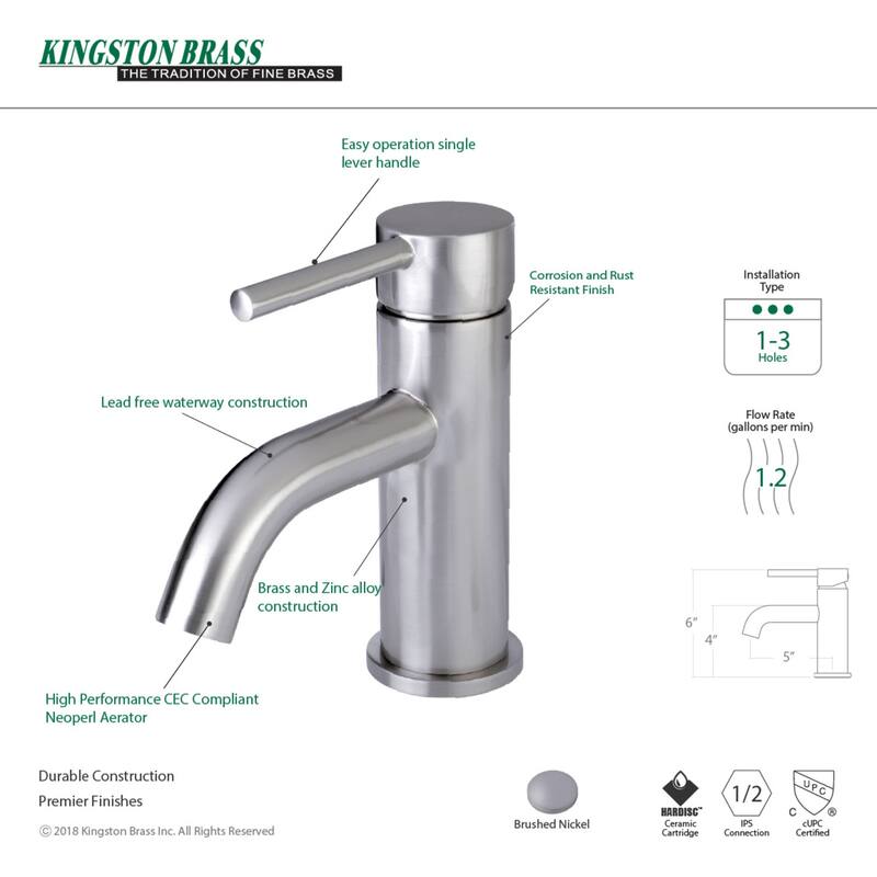 Kingston Brass Concord Single-Handle Bathroom Faucet with Push Pop-Up