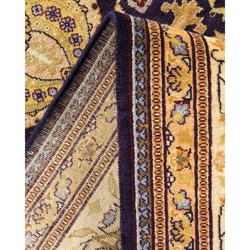 Overton Hand Knotted Wool Vintage Inspired Traditional Mogul Purple Area Rug - 8' 0" x 10' 7"